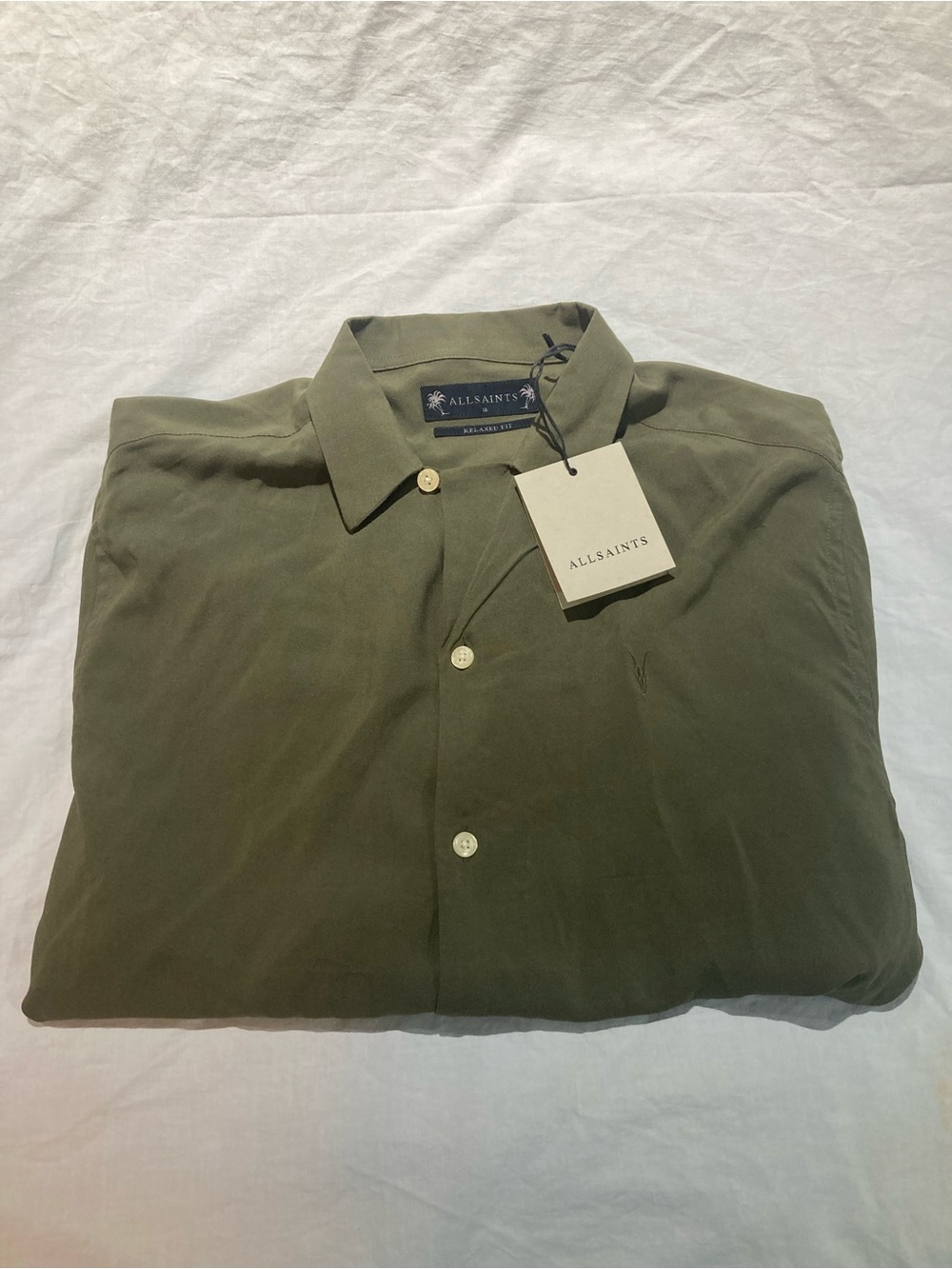 Allsaints Venice L/S Button Down Ram’s Head Logo Shirt, Men’s size medium, NWT!